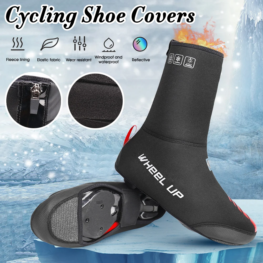

Cycling Shoe Covers Thermal Fleece-Lined Shoe Cover for Bike Windproof Overshoes with Reflective Zipper