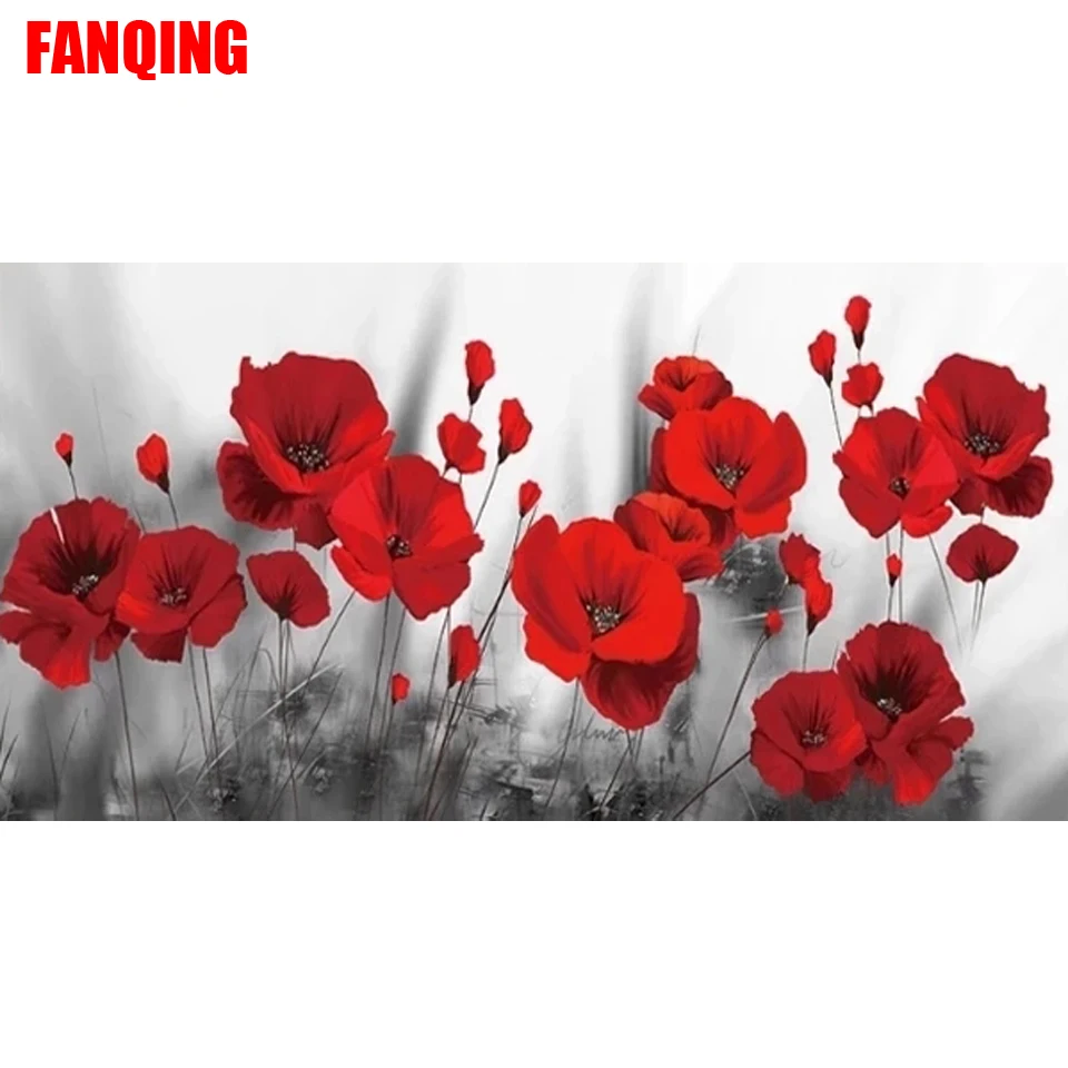 DIY 5D Diamond Painting Full Round &ampamp Square Resin Mosaic Embroidery Cross Stitch Kits Wall Art Poppy Flower Handwork |