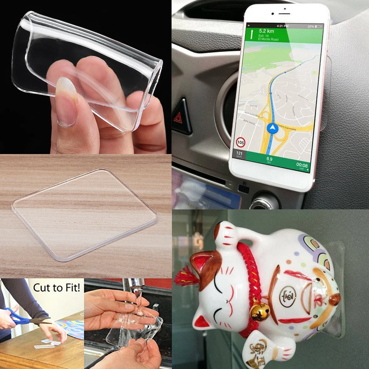 Super Sticky Silica Gel Gripping Pad Non-slip Recycled Reusable Universal Anti-Slip Mat Auto Interior Accessories Phone Holder