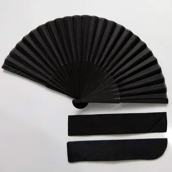 

1pcs Wedding Dance Hand Fan Nice Gift Art Craft Imitates Silk Black Chinese Style Folding Fan Home Decoration