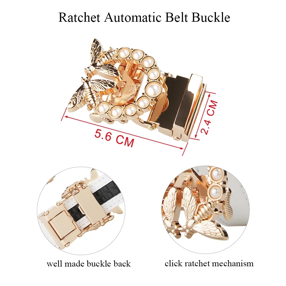 New Fashion Women's Belts Genuine Leather Designer High Quality Belt Women Luxury Straps for Woman White Automatic Buckle Belts