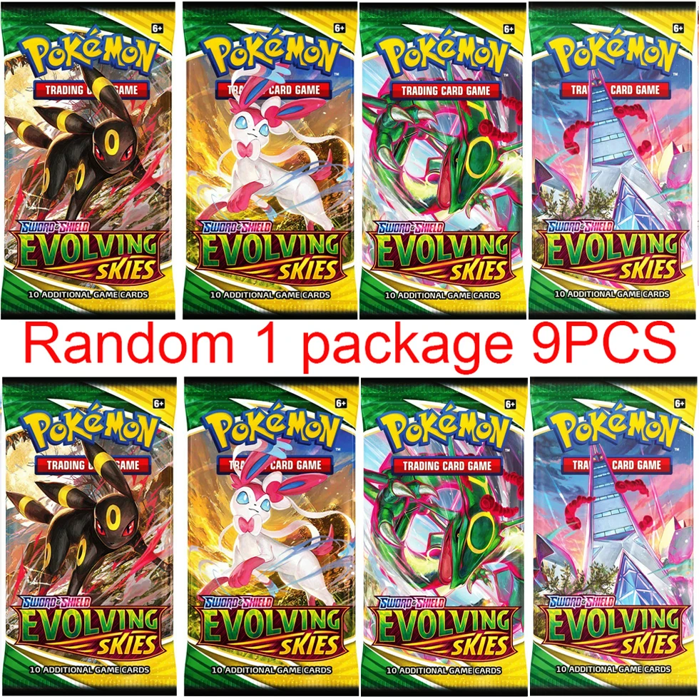 9PCS French Pokemon Cards Sword And Shield Battle Styles Full Sealed Retail Box Evolving Skies Pokemones Card For Children Gifts