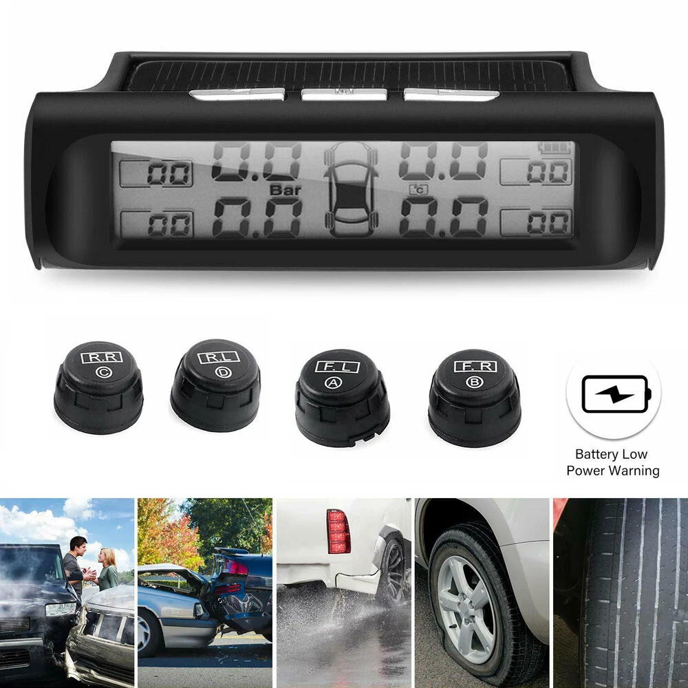 

Smart Car TPMS Tyre Pressure Monitoring System Solar Power Digital LCD Display Auto Security Alarm Systems Tyre Pressure