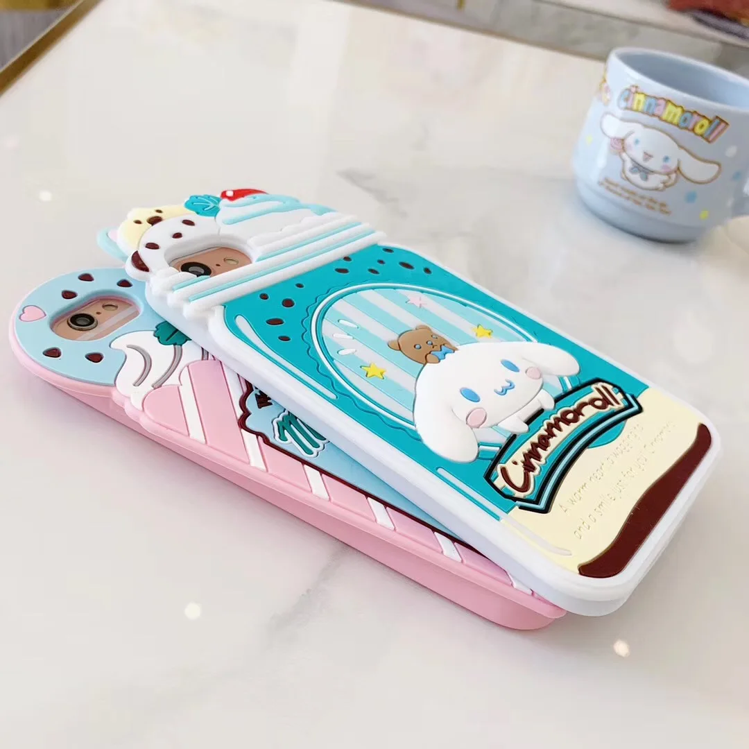 Японский мультфильм милый 3D мороженое розовая Мелодия yugui собака+ ремешок силиконовый мягкий чехол для iphone 11Pro MAX XS XR 7 8plus чехол для телефона
