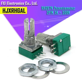 

5pcs RK097N 5K 10K 20K 50K 100K 500K B5K with a switch audio 3pin shaft 15mm amplifier sealing potentiometer