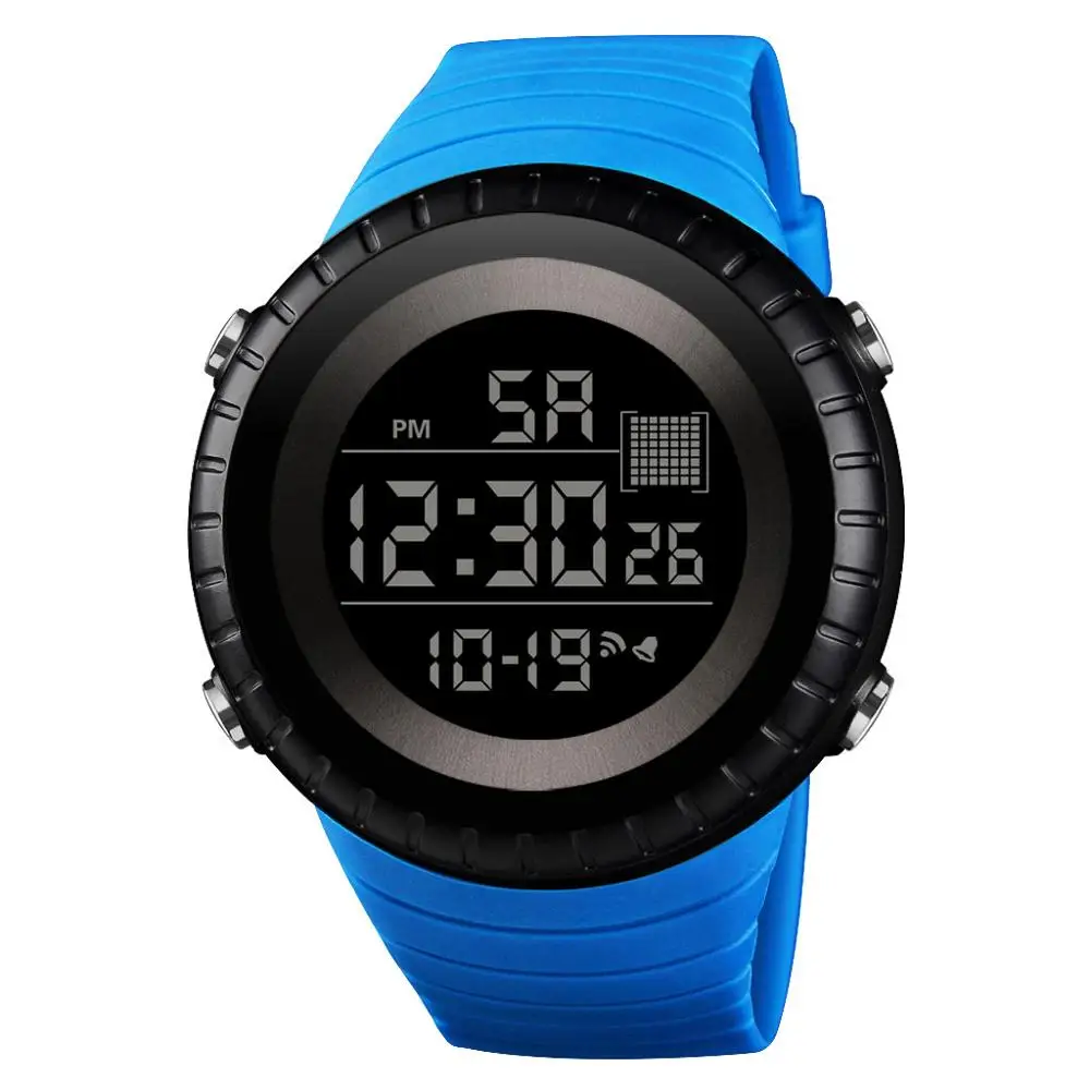 Relogio часы reloj мужские модные часы для мальчиков водонепроницаемые ЖК-цифровые часы с секундомером и датой Резиновые Спортивные наручные часы водонепроницаемые Q7 - Цвет: Blue