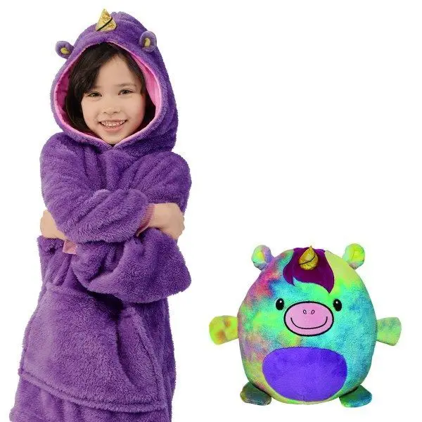 New Children's Warm Hooded Nightdress Blanket Sweatshirt Pet Shaped Wearable Hoodie One-piece Pajamas Bags for Christmas