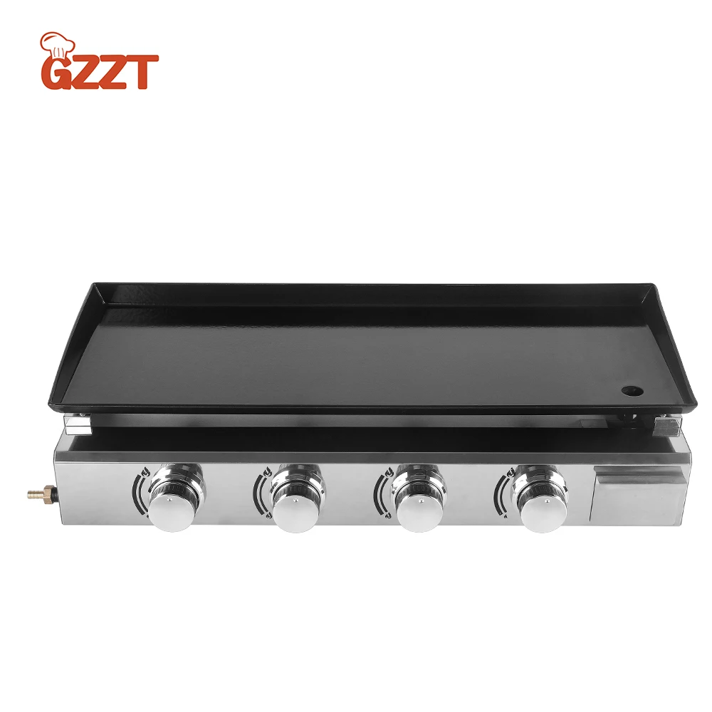 Household range : Professional electric plancha grill with enamelled steel  plate - 3 cooking zones