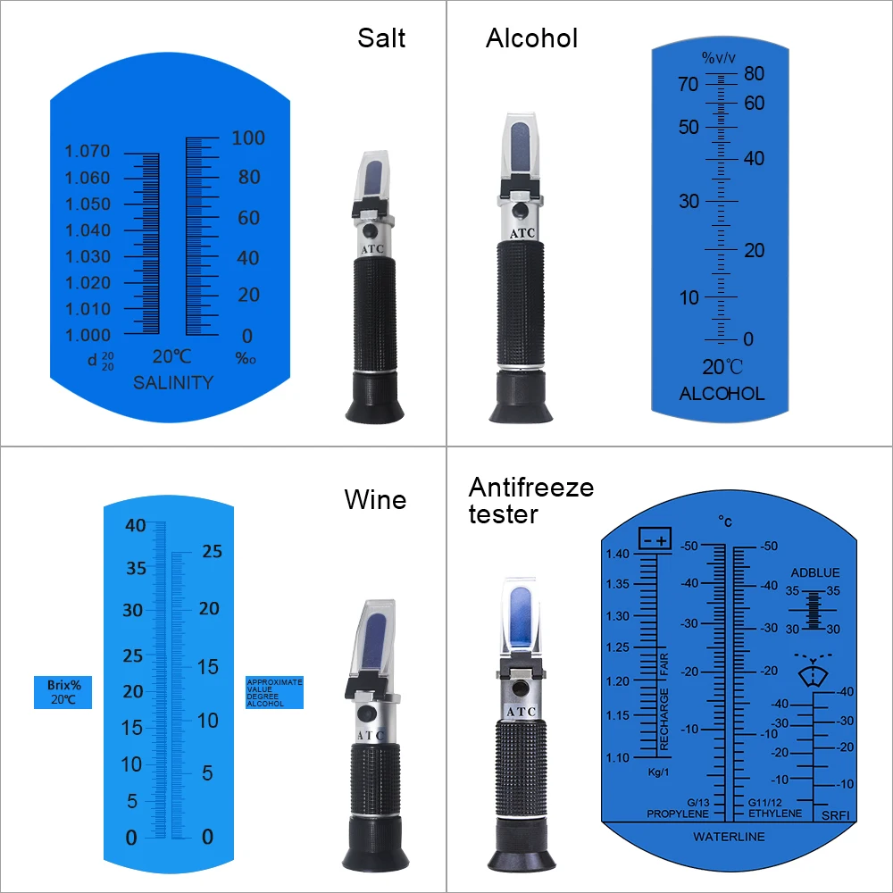 Refractometer For Alcohol Beer Wine Brix 032 Sugar Wort ATC Handheld
