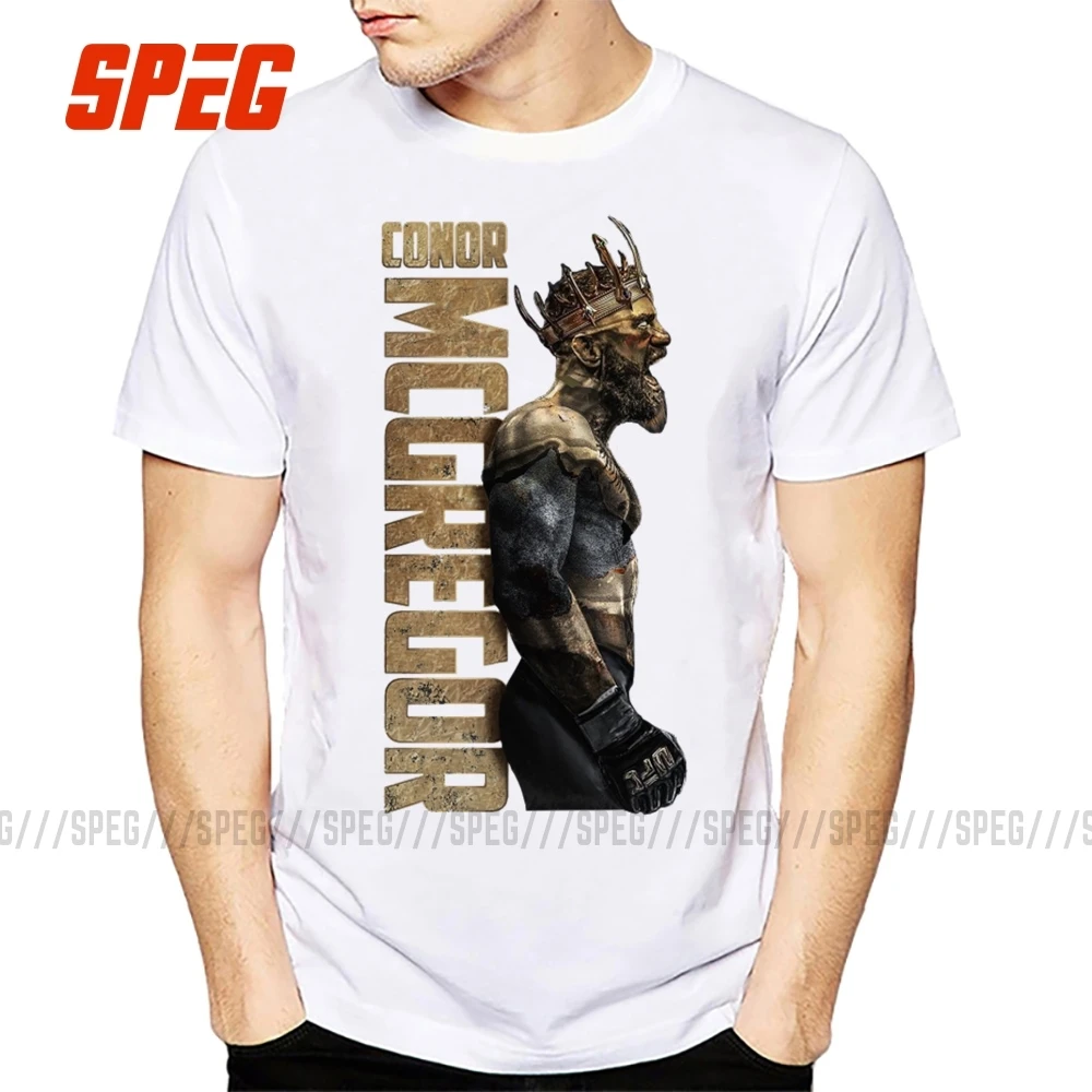 Tanie SPEG król Conor McGregor MMA notorycznie T Shirt mężczyźni z krótkim rękawem topy 100% Cortton Tee O szyi ubrania męskie t shirt w stylu vintage