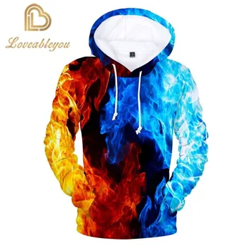 

2020 Hot Sale 3D Print Pullover Hoodie Sweatshirt Blue Flame Horse Long Sleeve Hoodies Men Women Cool Children Tops
