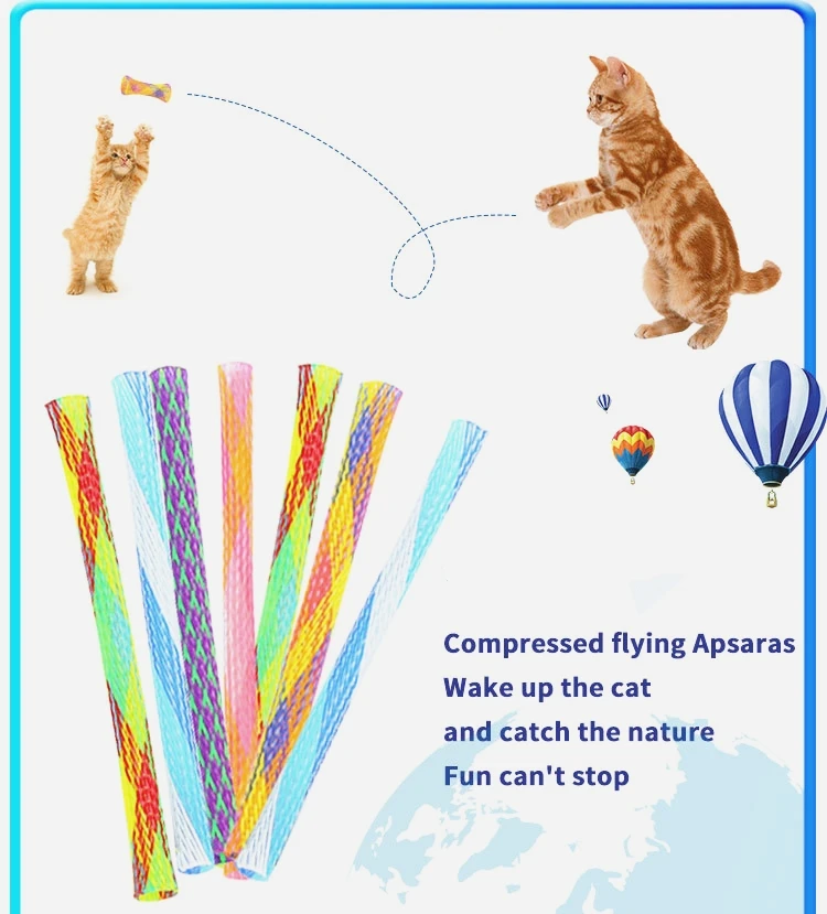 Random Color Nylon Cat Toys Funny Cat Stick Telescopic Rod Pet Toys 13CM DIY Fidget Toy Multiple Ways To Play