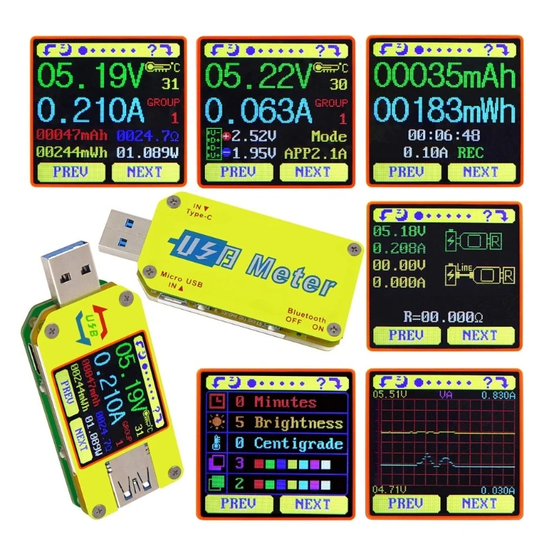 Новинка UM34 UM34C для приложения USB 3,0 type-C испытательный Вольтметр Амперметр Измерение заряда батареи