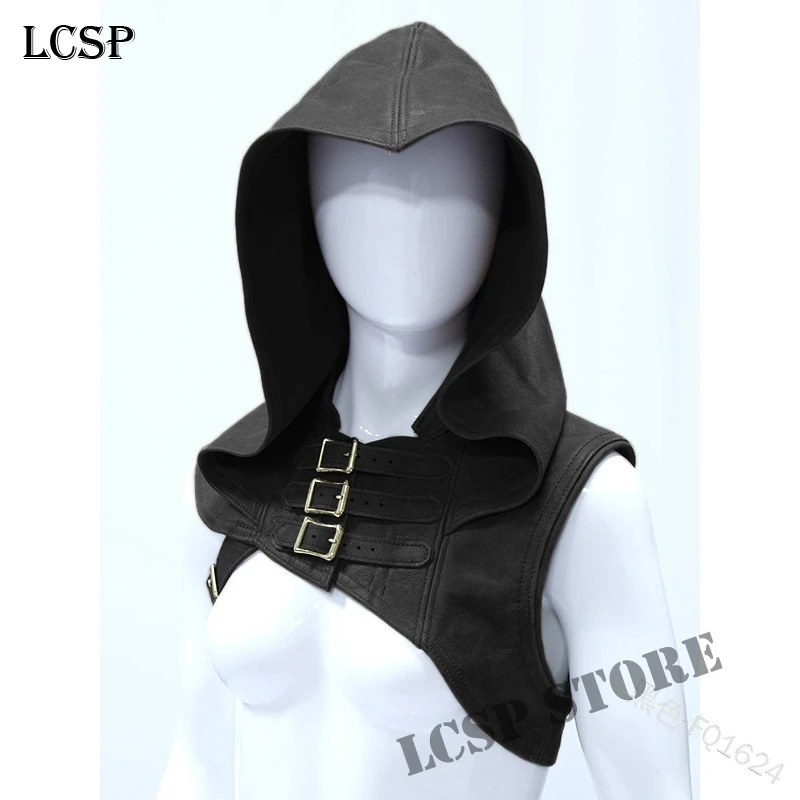 LCSP Хэллоуин средневековый Ретро пряжка плеча жилет с капюшоном шаль сцены воин косплей одежда