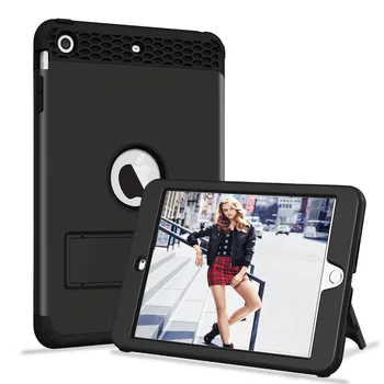 

for iPad Mini 3 Mini 2 Case with Kickstand, Heavy Duty Shockproof Protection Hybrid Dual Layer Protective Rubber Hard Case