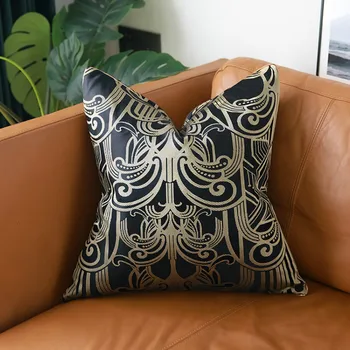 

DUNXDECO Cushion Cover Square Pillow Case Modern Art Deco Black Gold Geometric Sofa Artistic Decorative Housse de cousin