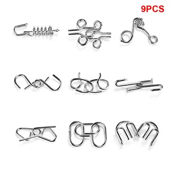 

9pcs Montessori Learning Metal Wire Toy Magic Trick Mind Game Children Gift Rust Resistant Adults IQ Test Brain Teaser Durable