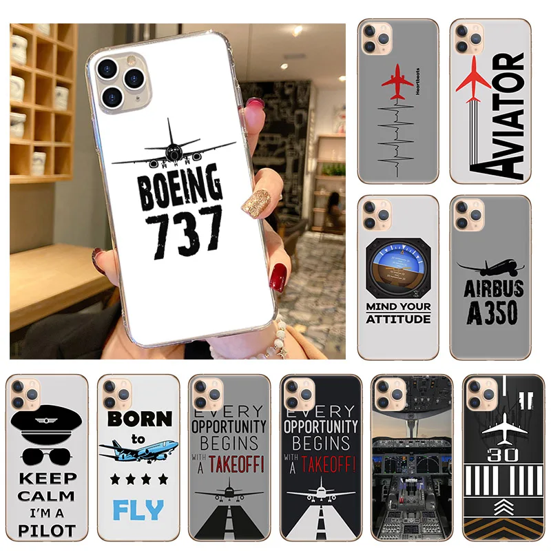 SOFT TPU Silicone Phone Case for iphone 13 12 11 Pro XS Max X XR 7 8 6 Plus SE2020 Aircraft Airplane fly travel in the Sky Cover