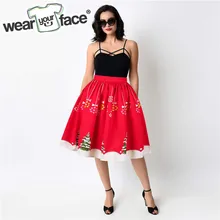 Красные плиссированные юбки с объемным принтом Санта Клауса на Рождество, сексуальные хипстерские уличные женские юбки для девочек, одежда для отпуска