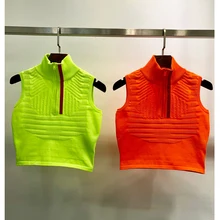 Новинка 12,20, винтажная мода, с молнией контрастного цвета, с планкой спереди, дизайнерская водолазка, с принтом, жаккардовый сексуальный укороченный топ, вязаный Топ