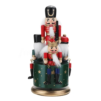 

Wooden Nutcracker Guard Desktop Christmas Gifts Music Box Kids Portable Soldier Toy Birthday Collection Home Decoration DIY