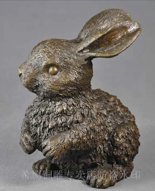 Art Deco Sculpture Animal Rabbit Bronze Statue