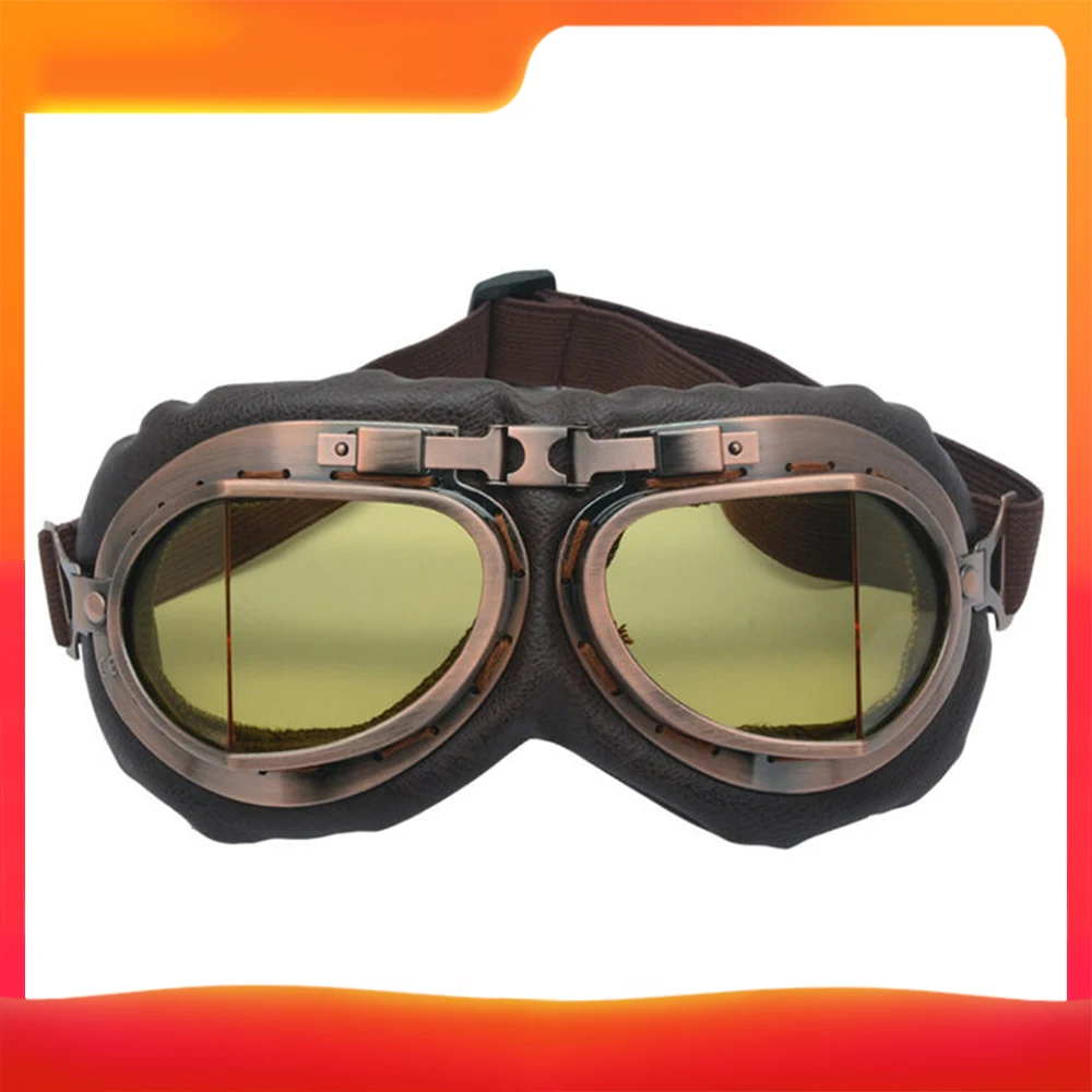 

Vintage Motorcycle Goggle Dirt Bikes Racing Goggle Glasses Eyewear Pilot Retro Googles Brown Frame Helmet Sunglasses