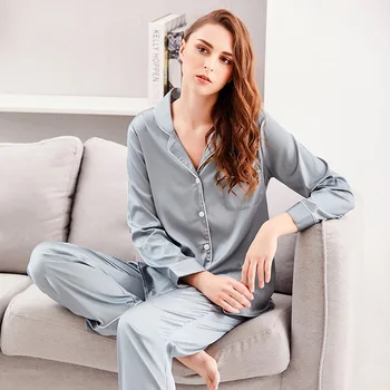 

Pyjama Long Sleeve Silk Pajamas Set Spring Women Summer Pajama Sets Silk Pijama Sleepwear Pyjamas Plus Size Nightwear Set