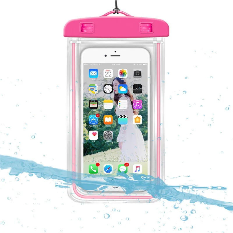 6 дюймов Водонепроницаемый чехол Лыжный Спорт чехол для телефона для Iphone 6/6s/6 plus/7/7plus/huawei плавания дайвинга подводного спорта Аксессуары - Color: Rose Red