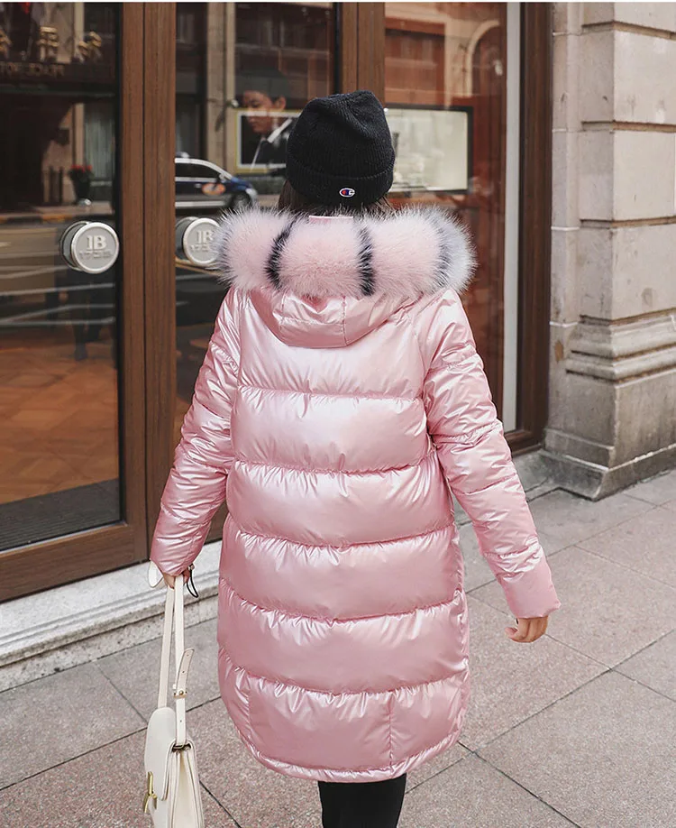 Winter Warm Parka Women Clothing New Down Jacket Thick Woman Fashion Glossy Jacket Plus Size Hooded Fur Padded coat Ladies