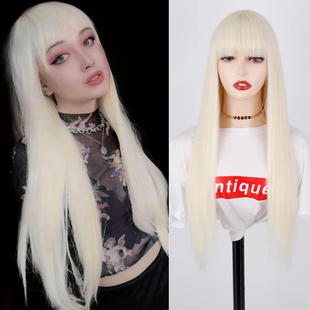 Synthetic Hair Pink and Black Wig Long Straight hair Cosplay Wig Two Tone Ombre Color Women Wigs 613