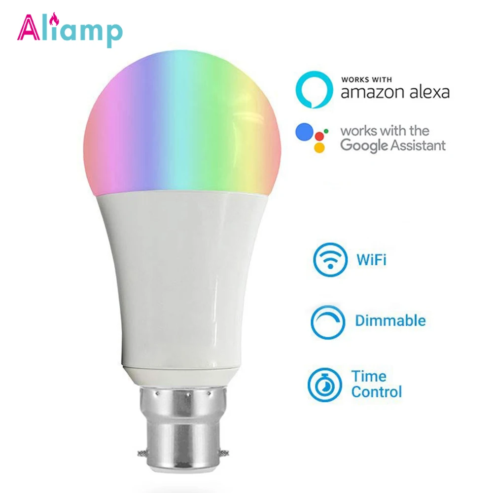 Bayonet WiFi умный светодиодный светильник B22 Лампа 7 Вт Теплый Холодный белый RGB
