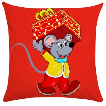 

Chinese New Year of Mouse Throw Pillow Case Cushion Cover Home Sofa Bed Decor