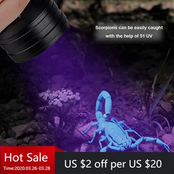 

LED UV Flashlight 395nm Ultra Violet Zoomable Lamp Mini Led UV Light Torch Invisible Ink Marker Use 18650 Battery