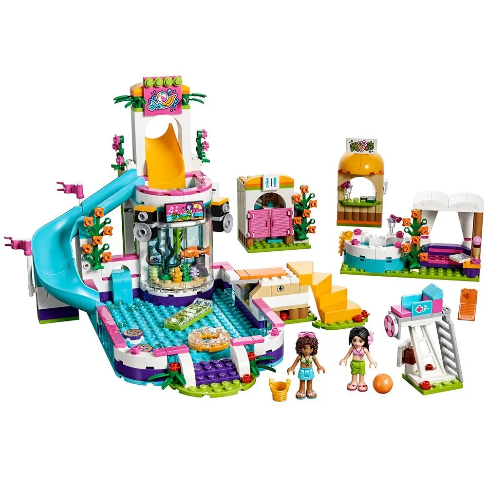 Preise 675 stücke Bausteine Die Heartlake Sommer Pool Ziegel Abbildung Spielzeug für Kinder Kompatibel Legoinglys Freunde