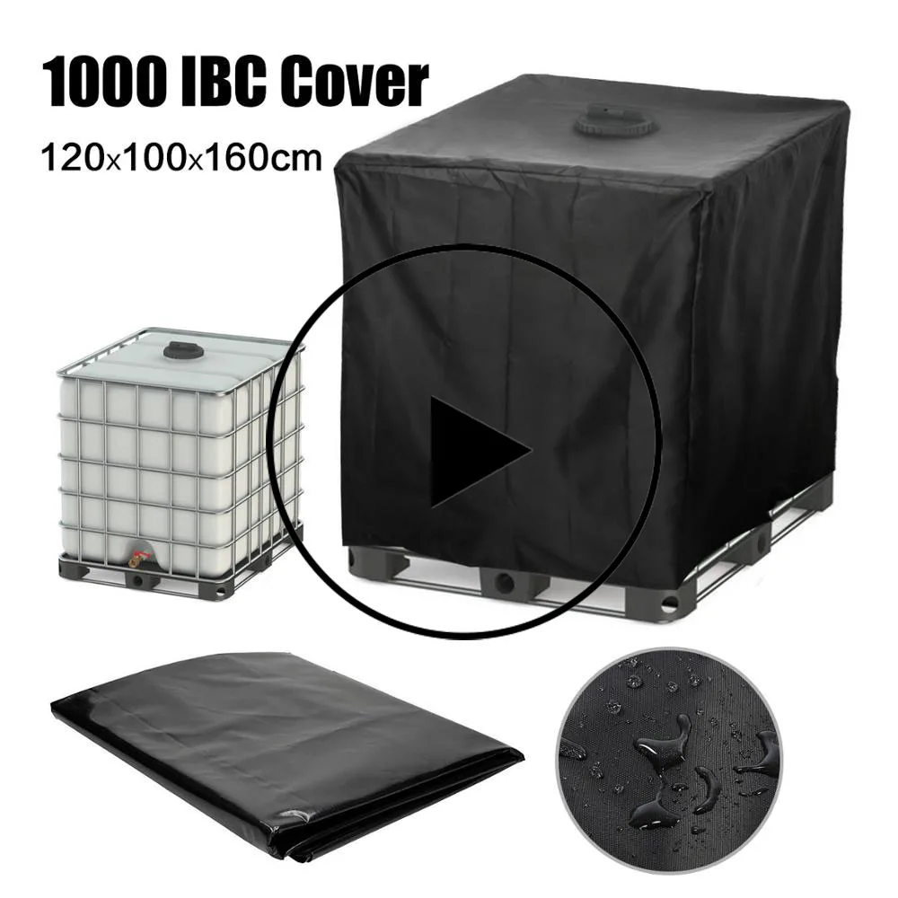 En oferta Cubierta de agua de lluvia negra para contenedor IBC de 1000 L, cubierta impermeable de cubo de almacenamiento de agua exobNQJZK