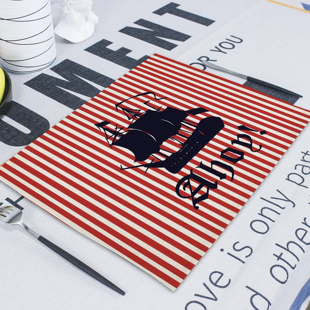 Морской ВМС салфетки для тарелок декор с якорем ткань салфетка морской океан Красный лодка Кухня Ткань коврик Салфетка чай Servilleta De Tela - Color: CD31-9