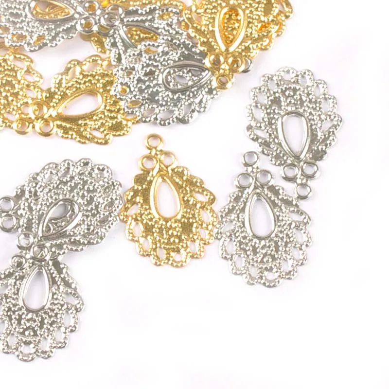 Metal Crafts Filigree Wraps Flower Connectors Pendants 50pcs DIY Jewelry Findings Scrapbook resin jewelry accessories