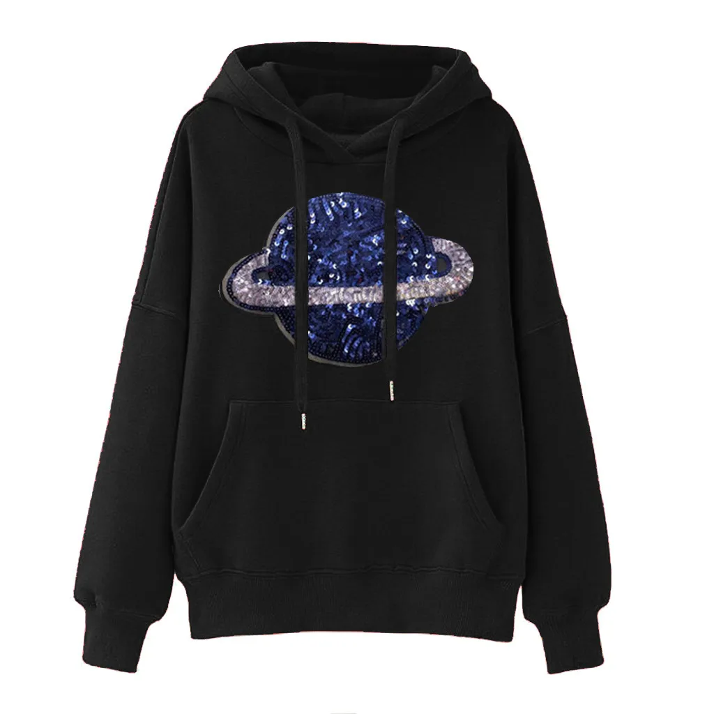 Jaycosin Fashion Autumn Women Loose Planet Hoodie Pocket Sweatshirt Stylish Long Sleeve Comfortable Casual Pullover Top 107#10