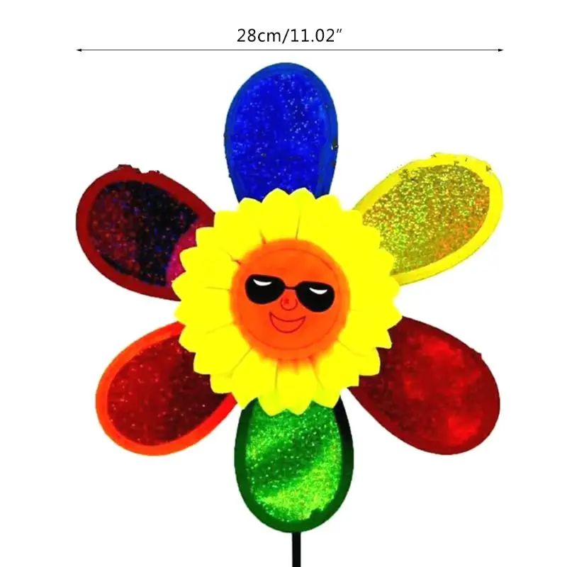 Красочная забавная улыбающаяся ветряная мельница в виде подсолнечника с солнцезащитными очками домашний сад двор Открытый Декор игрушки для детей подарок 72XF