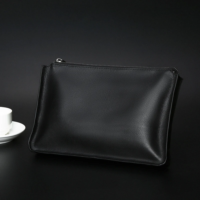 Сумка клатч Wmnuo мужская из натуральной воловьей кожи Большая мягкая сумочка на