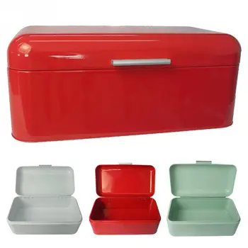 

Kitchen Storage Box Large Capacity Bread Bin Holiday European Style Holder Square Shape Practical Metal Storage Tin