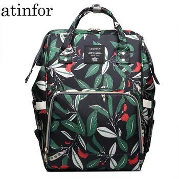 

atinfor Brand Leaf Printing Multifunctional Waterproof Oxford Cloth Diaper Backpack Women Mummy Bags