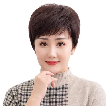 

LUPU Human Hair Wig Short Hair Mother Wigs With Bangs 2020 New Arrive Fashion Product