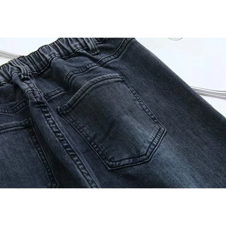 Женские Темно-серые джинсы размера плюс XL-4XL, тянущиеся прямые джинсовые длинные штаны, женские джинсы