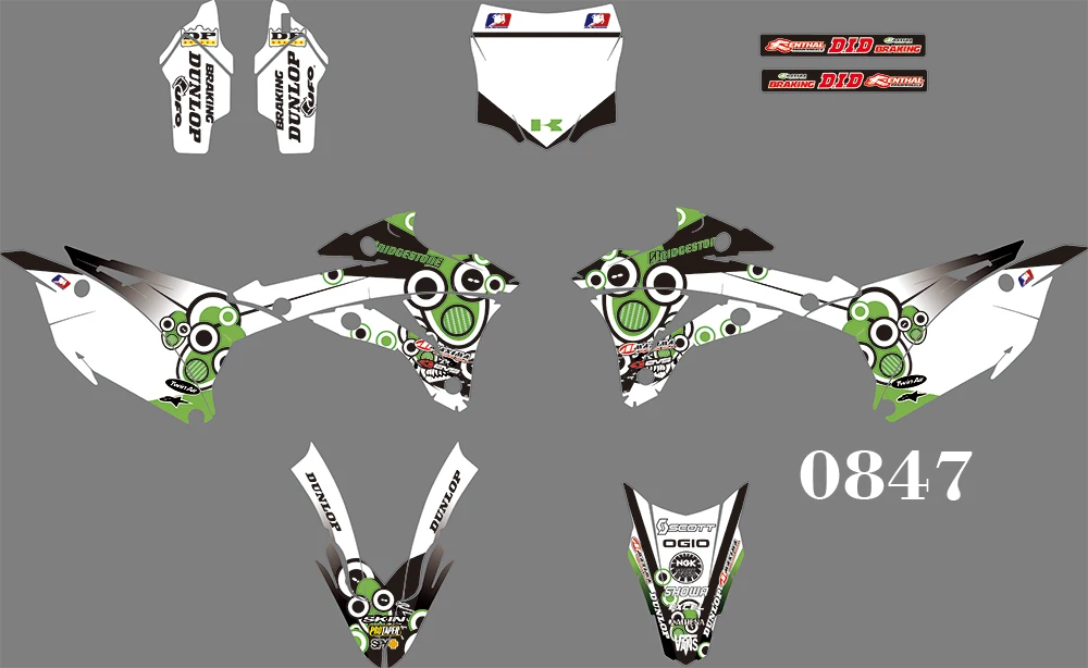 0847 мотоциклетная команда Графический &amp фоны наклейка Sticke Наборы для Kawasaki KX85-100