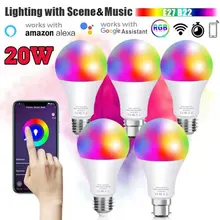 E27 wi fi inteligente lâmpadas led lâmpada de controle remoto infravermelho e app tuya controle pode ser escurecido alexa google assistente ios android rgb cw + ww
