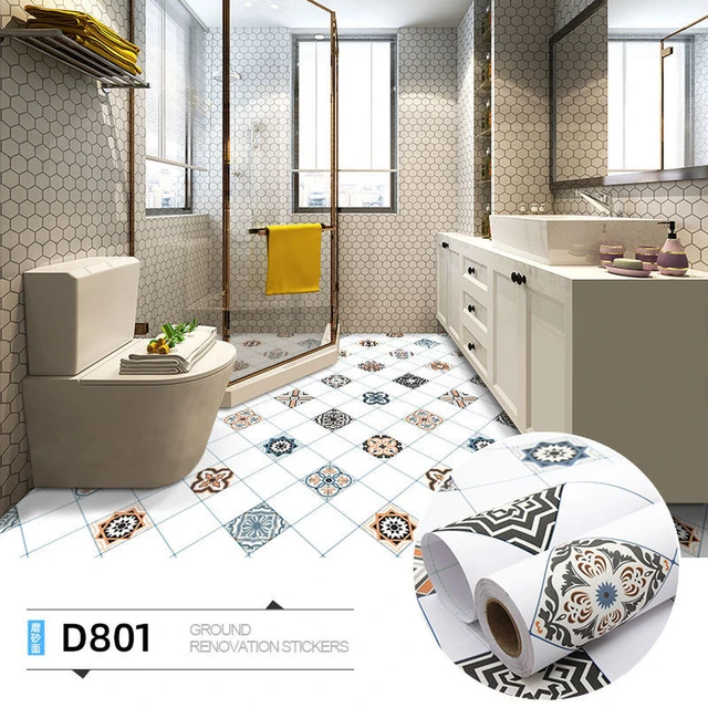 5X Non Slip Waterproof Tile Stickers Wall Floor Paper Bathroom Stickers  Kitchen