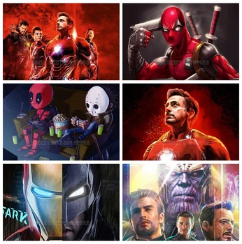 

5D DIY diamond embroidery Superhero Deadpool, iron,Man,Thanos Full Drill diamond painting cross stitch crystal Home Decor Gift