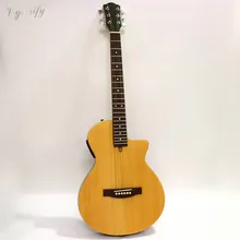 Высокий блеск тонкий корпус Бесшумная электроакустическая гитара 39 дюймов натуральный цвет 6 струн cutway дизайн народная гитара с эквалайзером